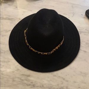 Anthropologie Brand “Wyeth” Hat w/ Leopard trim